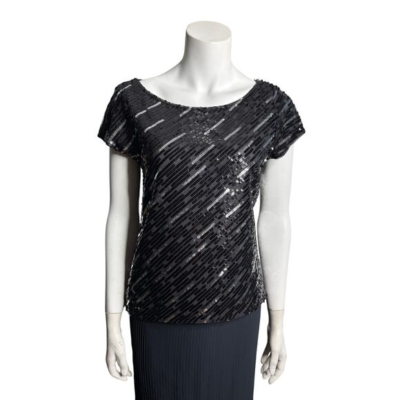 Alice and Olivia Silk Blouse Women's Small All Over Sequin Short Sleeve - Picture 6 of 6